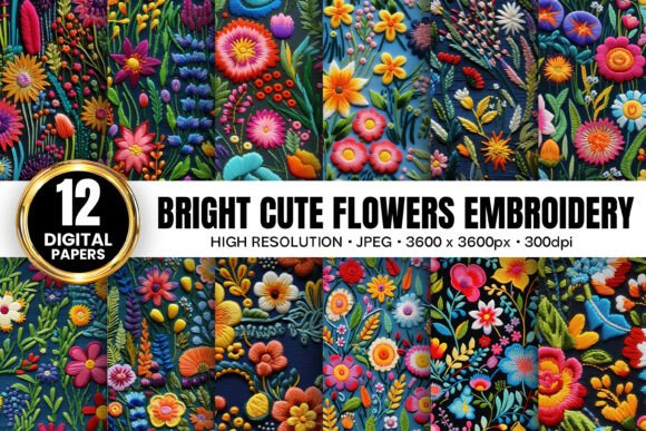 Bright Cute Flowers Embroidery for Seasonal Cheer