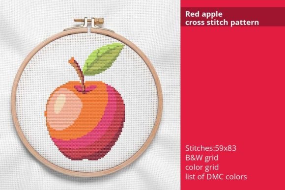 Charming Red Apple Cross Stitch Pattern