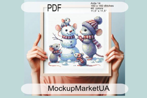 Charming Сute Winter Mouse Cross Stitch