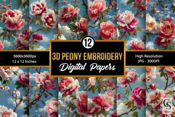 Exploring 3D Pink Peony Embroidery Flower Patterns