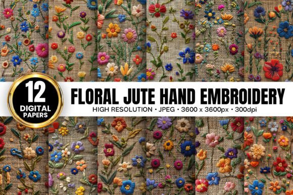 Floral Jute Hand Embroidery for Business