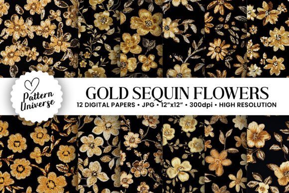 Gold Sequin Floral Embroidery for Chic Sweatshirts