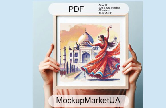 Indian Woman Cross Stitch for Premium Sweatshirts