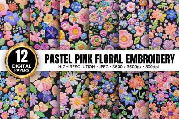 Pastel Pink Floral Embroidery for Business