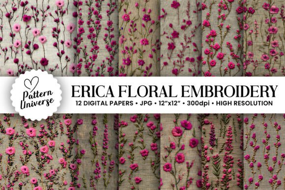 Pink Erica Flower Embroidery for Seasonal Delight