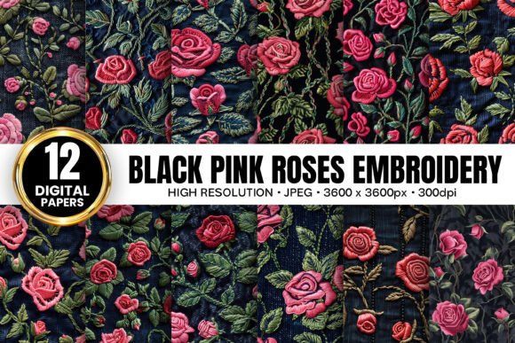 Pink Rose Flowers Embroidery for Chic Sweatshirts