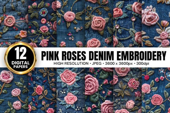 Pink Roses Embroidery for Versatile Projects