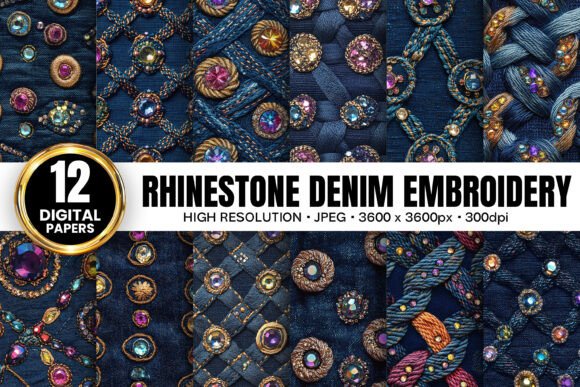 Rhinestones Denim Embroidery for Etsy Sellers