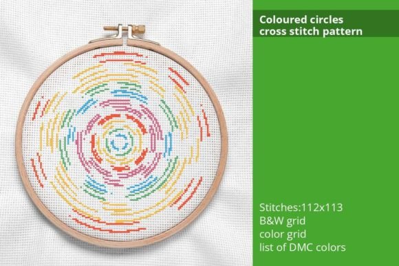 Vibrant Coloured Circles Cross Stitch Pattern